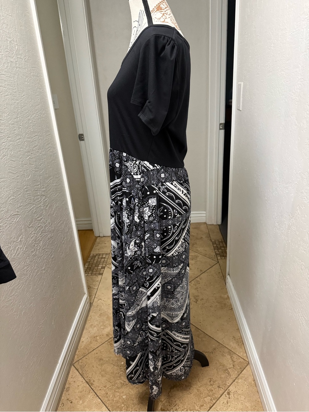 LuLaRoe Black and White Paisley Midi Dress - Picture 2 of 7